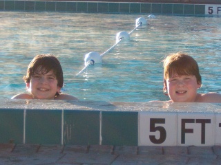 Josh and Ryan in the Seralago Hotel pool