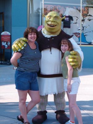 Shrek with Sophia and Jess Shrek with Sophia and Jess